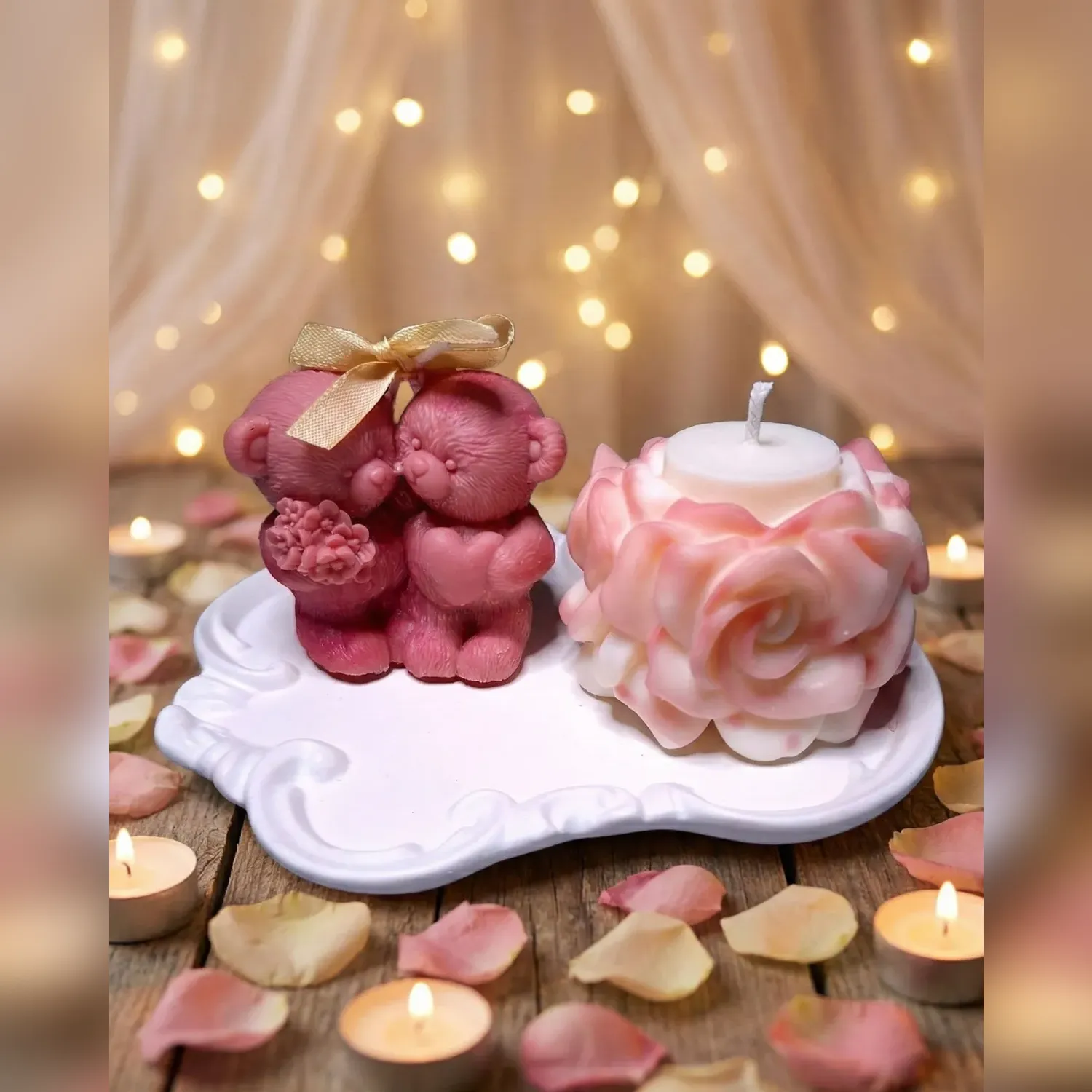 Set decorativ de Valentine's Day din ceară de soia parfumată