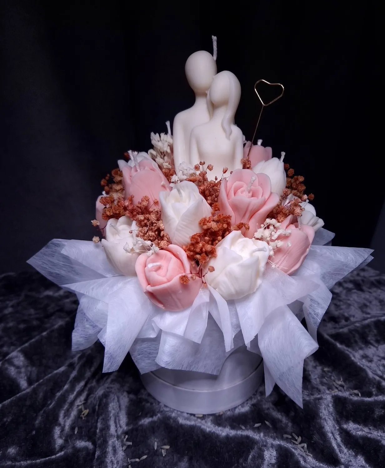 Aranjament floral din ceară de soia pentru cununie civilă sau nuntă