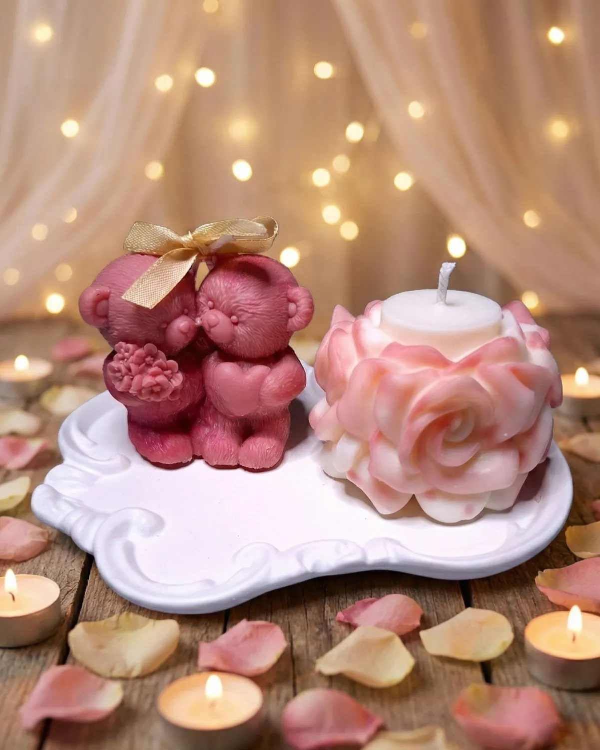 Set decorativ de Valentine's Day din ceară de soia parfumată