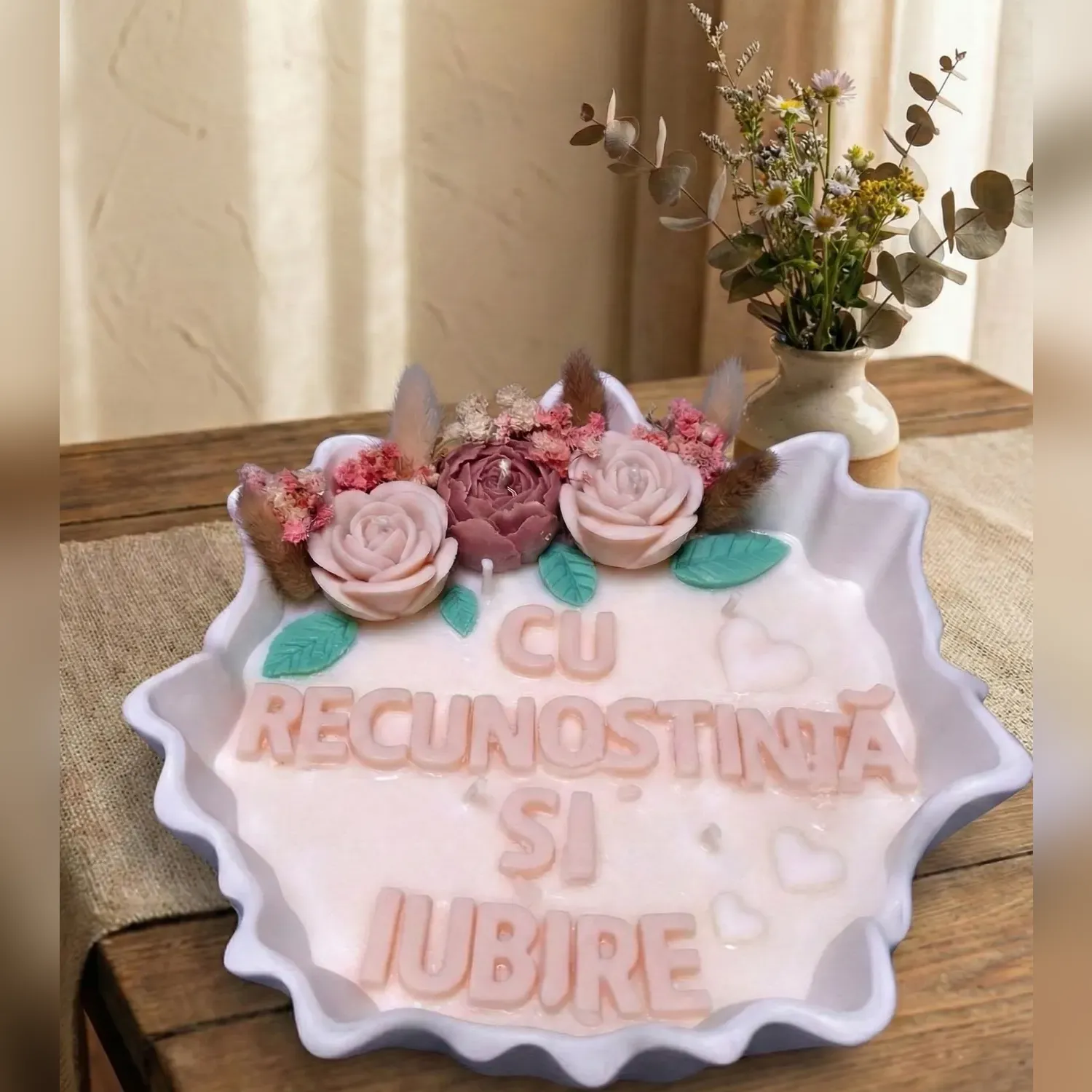 Lumânare parfumată din ceară de soia în recipient, cu mesaj personalizat